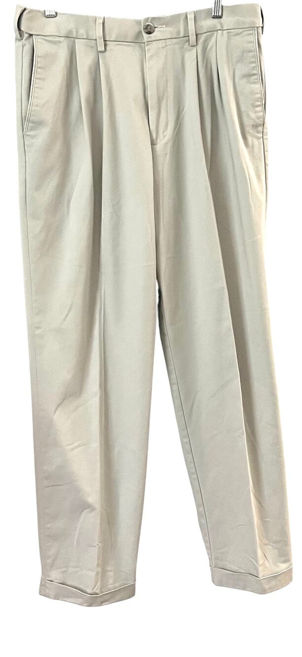 DOCKERS HI-RISE RELAXED FIT CASUAL PLEATED WAIST TROUSERS, MENS, 32X34, KHAKI